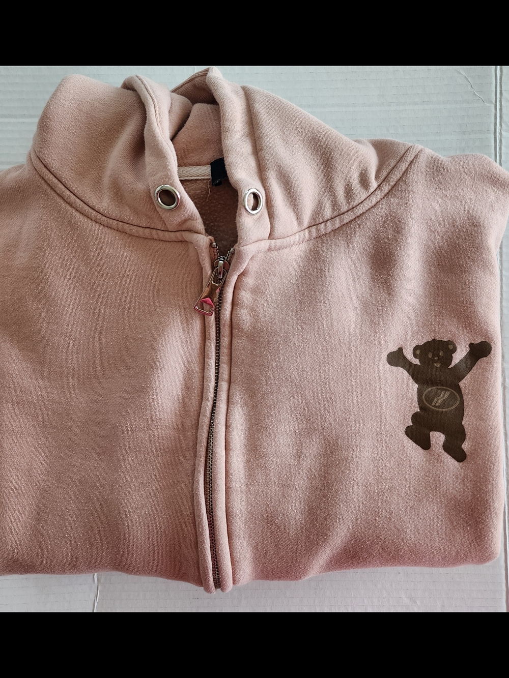 WE11DONE Pink Teddy Bear Zip Hoodie Oversized Streetwear | Korean Designer